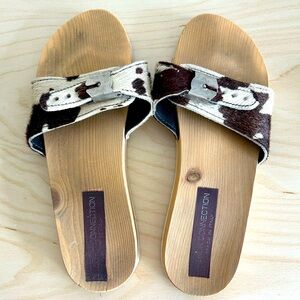 Vintage French Connection cow print slides